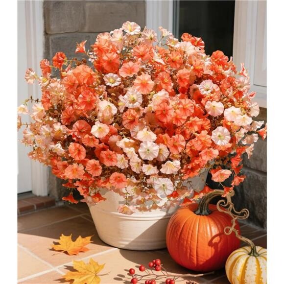 Fake Fall Flowers Artificial Flowers Plants for Outdoors Autumn Decor, 12 Bundle - Picture 1 of 7